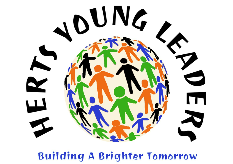 Herts Young Leaders Logo - coloured globe made up of different coloured people holding hands